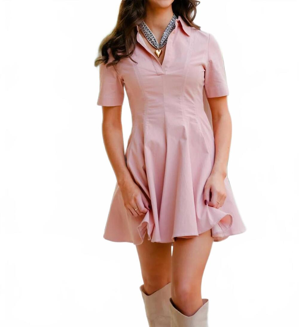 NEW HEYSON flirty and flared collared dress in dusty pink